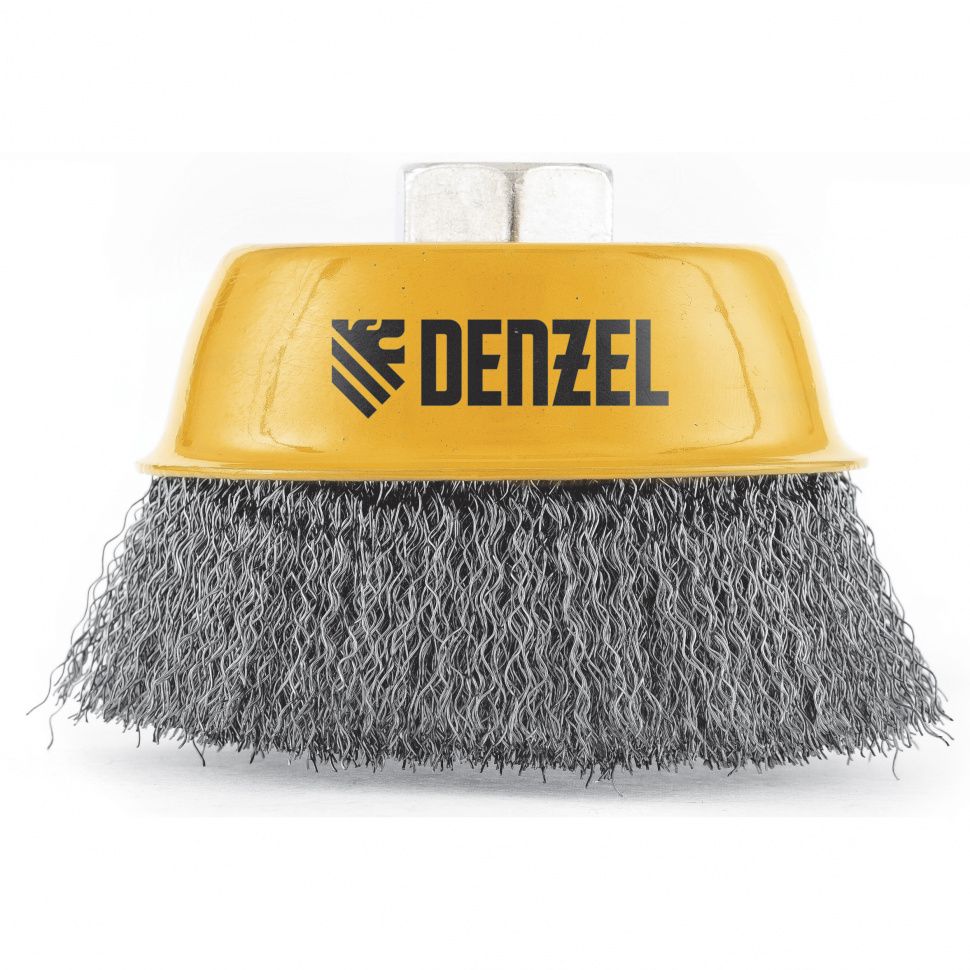Щетка для УШМ, 75 мм, "Чашка", витая нержавеющая проволока 0.3 мм, М14 Denzel