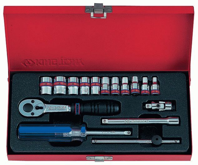 Набор торцевых головок с принадлежностями 1/4", шестигранные, 5/32"-1/2", 16 предметов KING TONY 2516SR