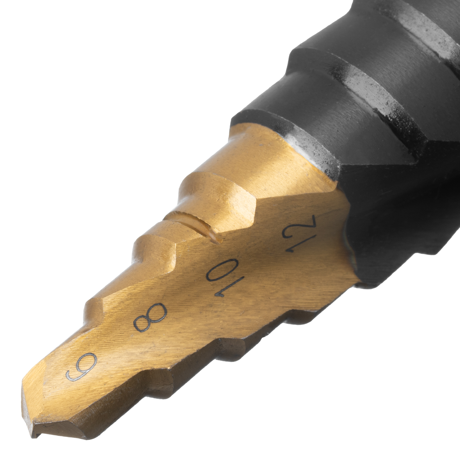 Сверло ступенчатое, 6-8-10-12-14-16-18-20-22-24-26-28-30мм, Р6М5, 6-гр. хвостовик Denzel