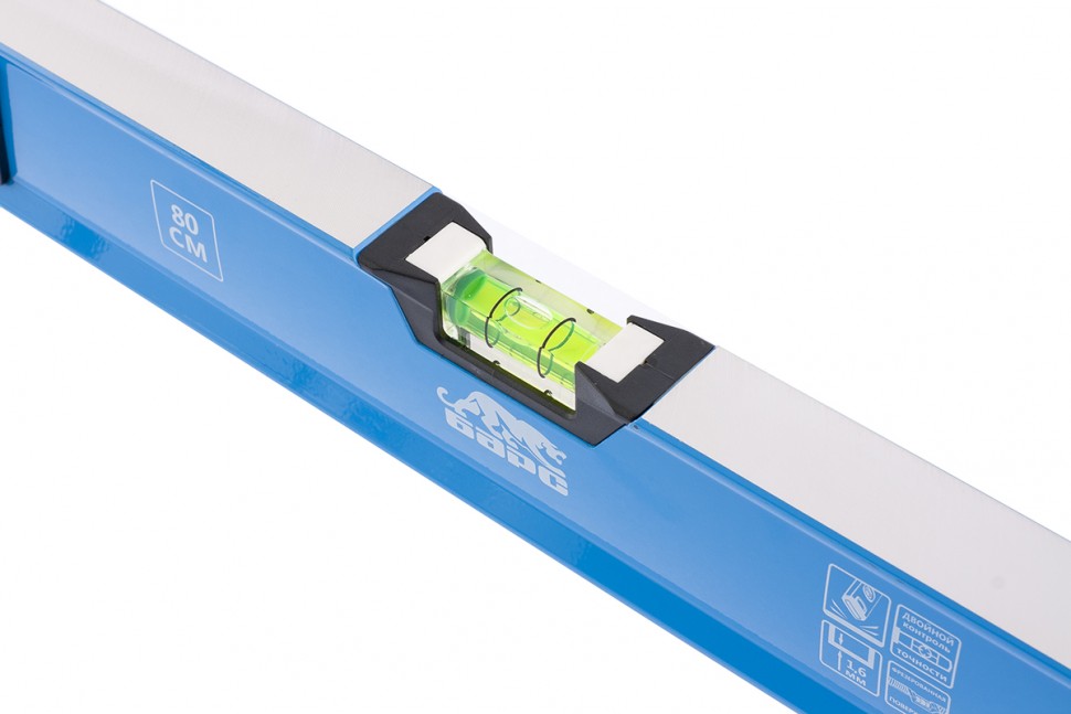 Уровень алюминиевый, двуручный, 800 мм, профиль 1,6 мм, фрезеров, ударопрочные заглушки, 3 глазка Барс