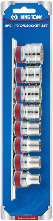 Набор торцевых головок 1/2", шестигранные, 3/8"-7/8", 8 предметов KING TONY 4510SR