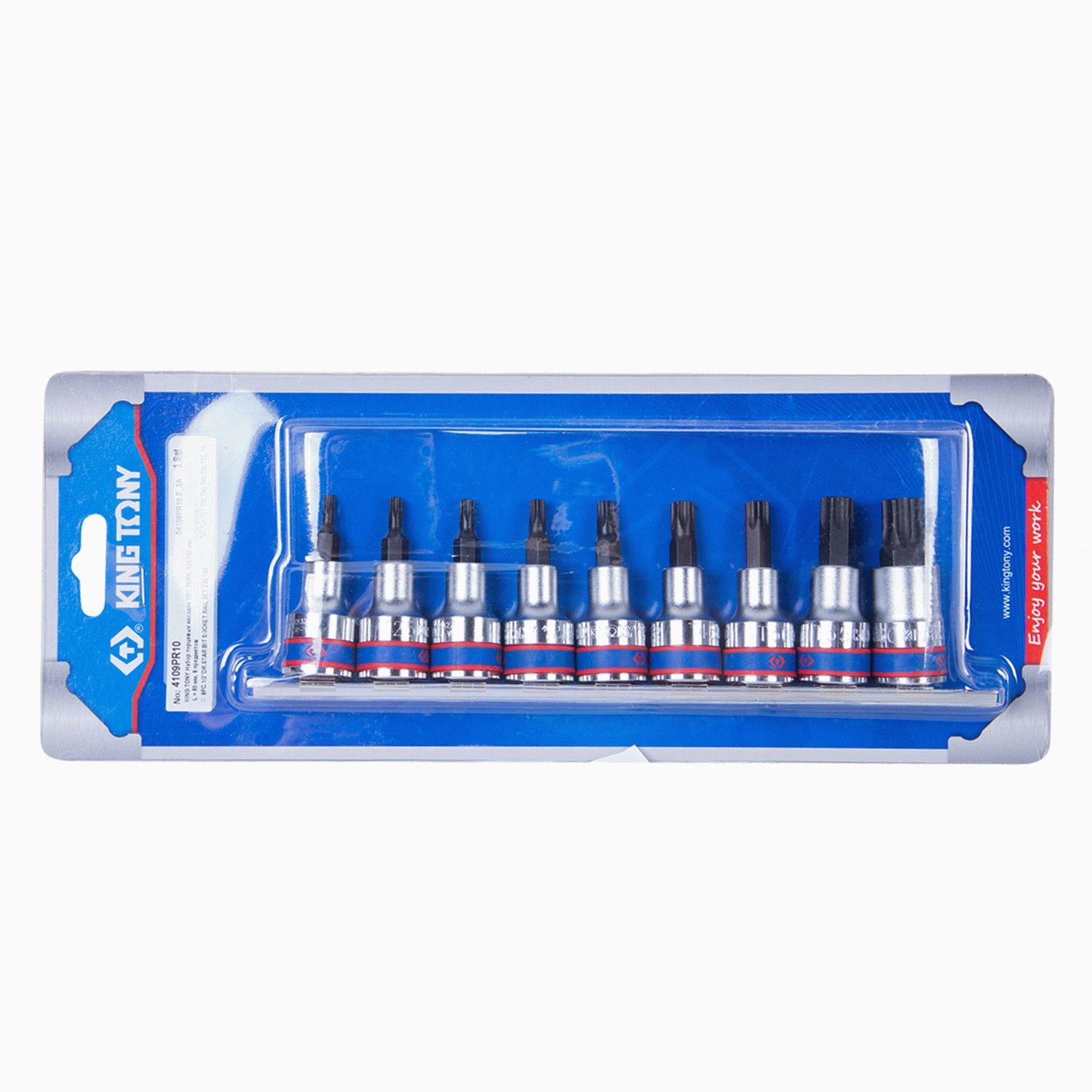 Набор торцевых насадок 1/2", Torx, Т20-Т60 мм, L = 60 мм, 9 предметов KING TONY 4109PR10