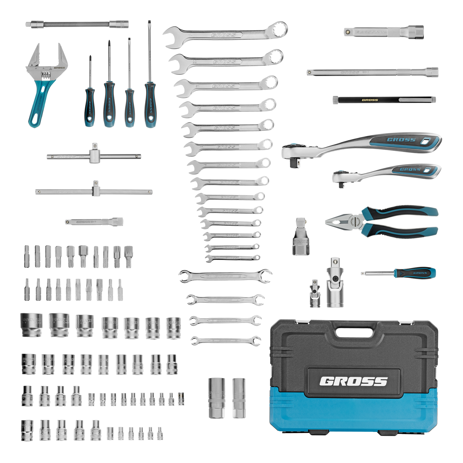 Набор инструментов, 1/4", 1/2", CrV, 120 зубьев, 101 предмет Gross