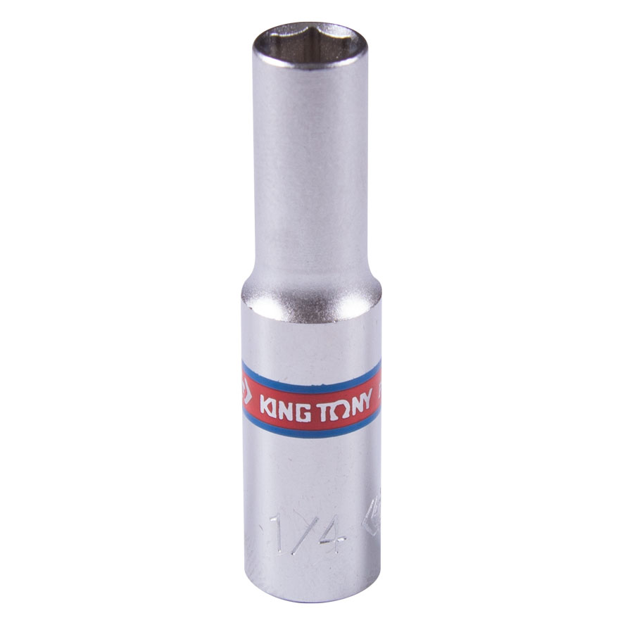 Головка торцевая глубокая шестигранная 1/4", 1/4", дюймовая KING TONY 223508S