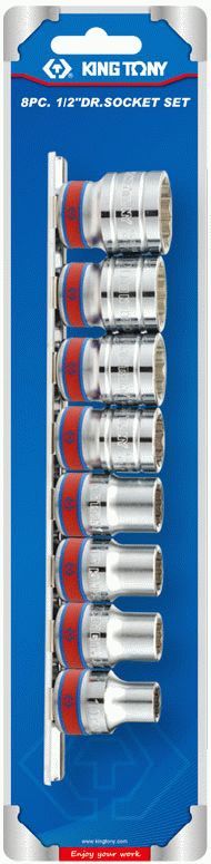 Набор торцевых головок 1/2", двенадцатигранные, 3/8"-7/8", 8 предметов KING TONY 4010SR