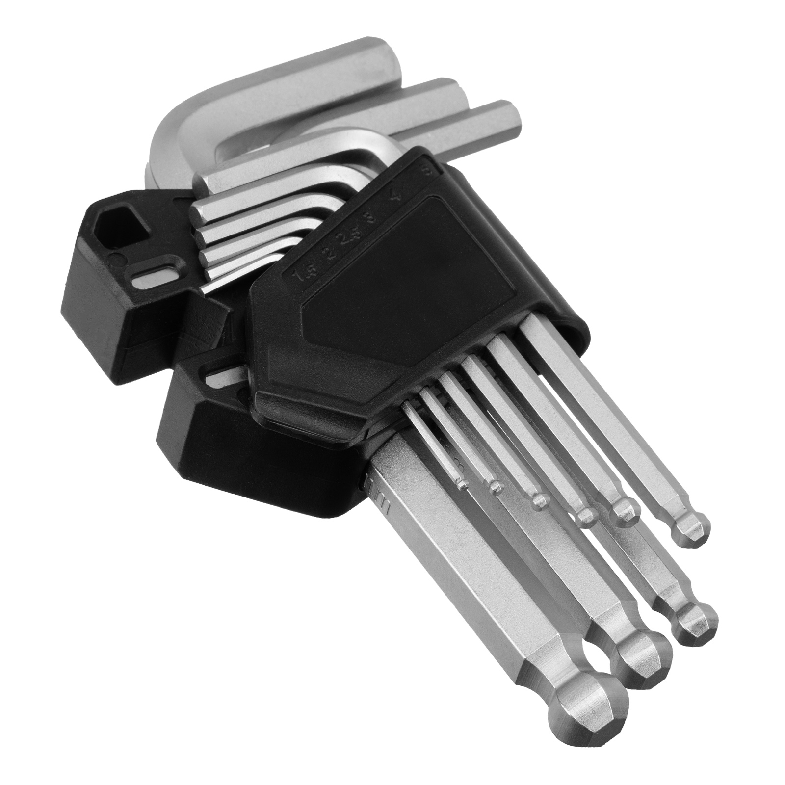 Набор ключей имбусовых, HEX, 1,5-10 мм, CrV, 9 шт., с шаром Сибртех