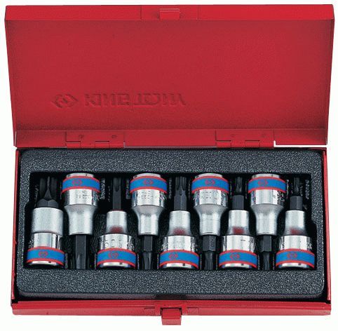 Набор торцевых насадок 1/2", Torx, Т20-Т60 мм, L = 60 мм, 9 предметов KING TONY 4109PR