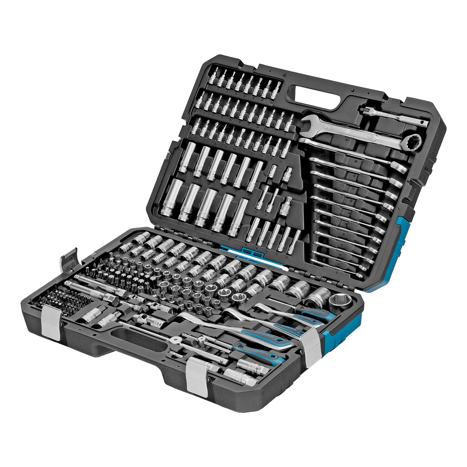 Набор инструментов, 1/2", 3/8", 1/4", CrV, 120 зубьев, 216 предметов Gross