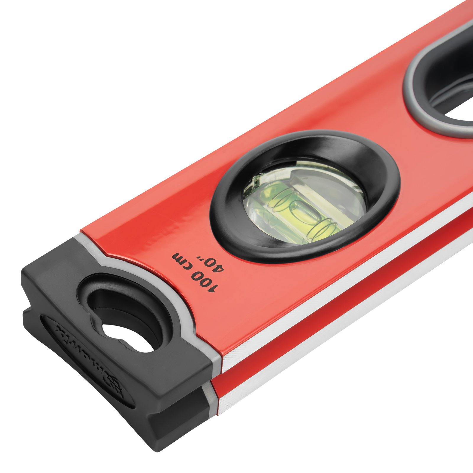 Уровень алюминиевый, 1000 мм, 3 глазка, ударопрочные заглушки, двухкомпонентные ручки Matrix ProFI