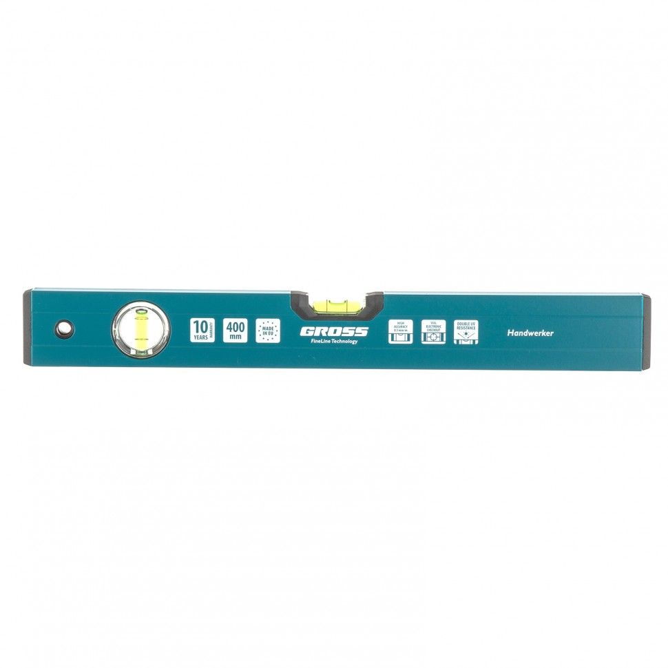 Уровень алюминиевый, 400 мм, 2 глазка, HanD Werker Gross