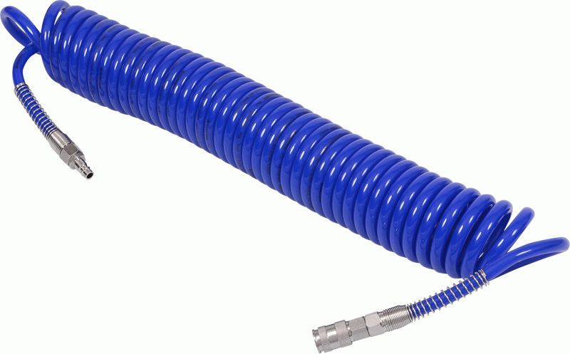 Шланг пневматический спиральный высокого давления 8х12 мм, 15 м, полиуретановый, фитинги МАСТАК 680-08015SQ
