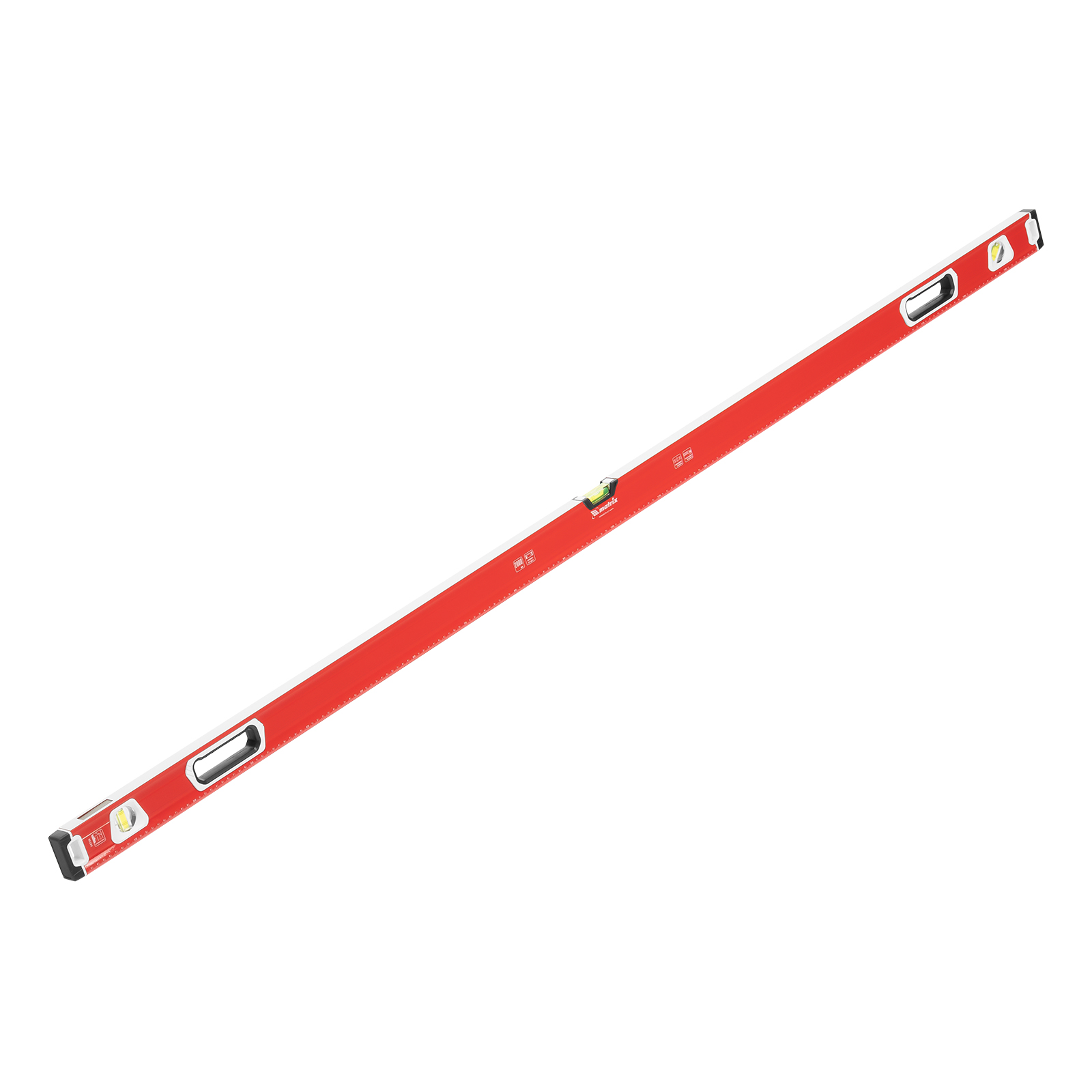 Уровень алюминиевый, магнит, фрезерованный, 3 глазка (1 зеркальный) двухкомпонентные рукоятки, 2000 мм Matrix