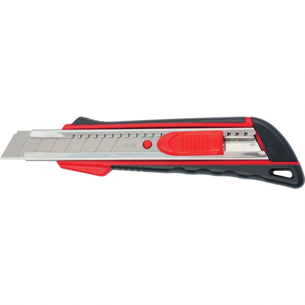 Нож, 18 мм, выдвижное лезвие, металлическая направляющая, эргономичная двухкомпонентная рукоятка Matrix