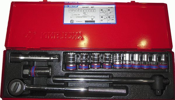 Набор торцевых головок с принадлежностями 1/2", двенадцатигранные, 10-24 мм 14 предметов KING TONY 4014MR