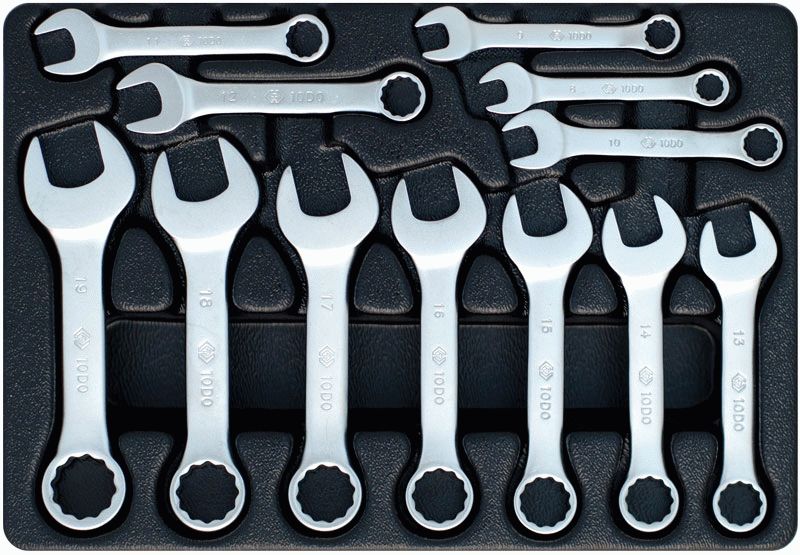 Набор комбинированных укороченных ключей, 8-19 мм, ложемент, 12 предметов KING TONY 9-1282MR