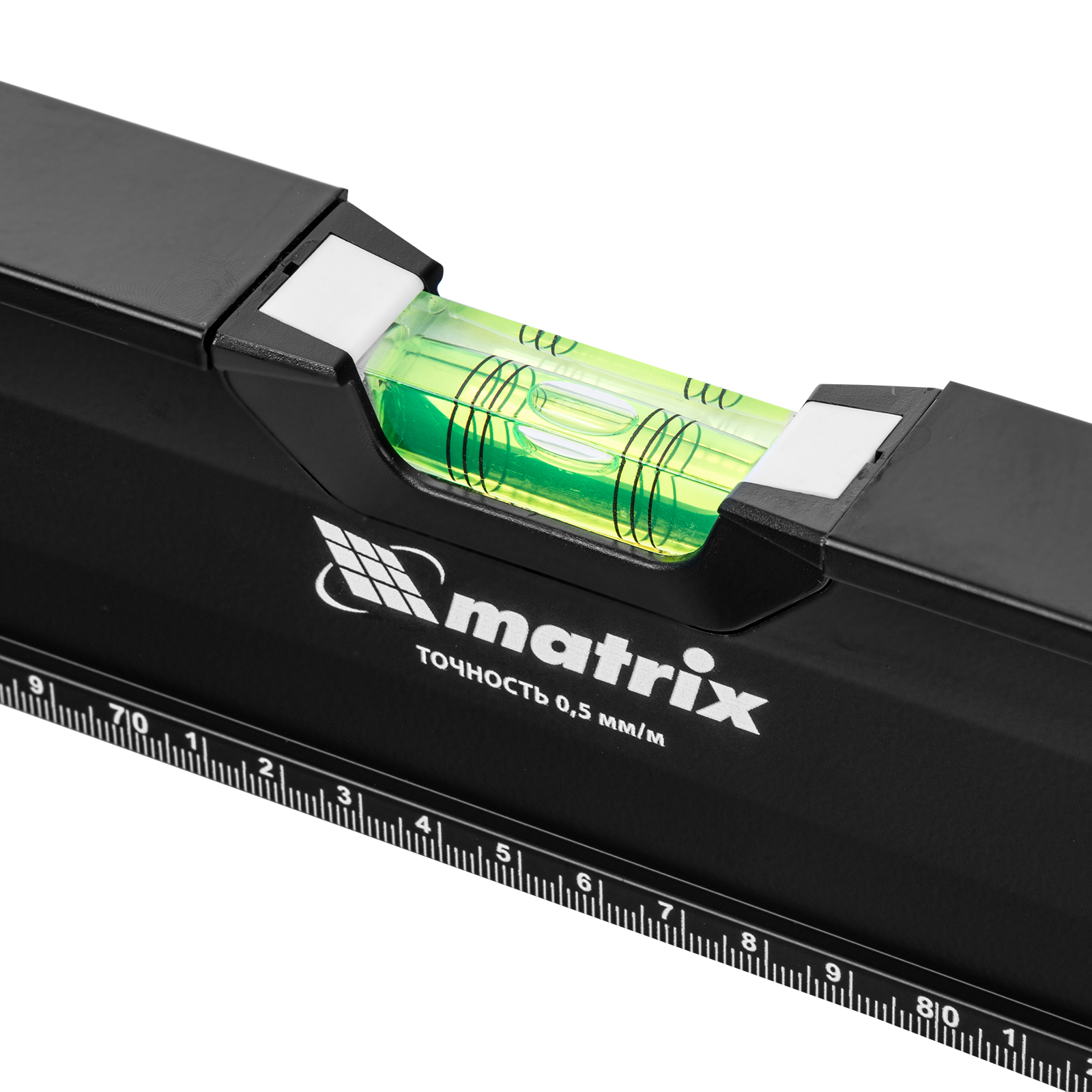 Уровень алюминиевый, усиленный, фрезерованный, 3 глазка, двухкомпонентные рукоятки, 1500 мм Matrix