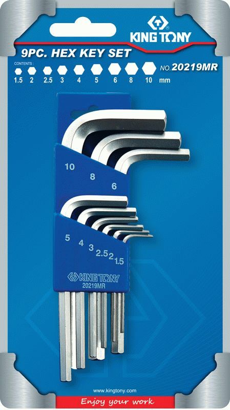 Набор Г-образных шестигранников, 1,5-10 мм, короткие, 9 предметов KING TONY 20219MR