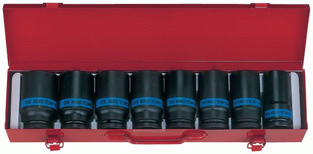 Набор ударных глубоких торцевых головок 3/4", шестигранные, 26-38 мм 8 предметов KING TONY 6410MP