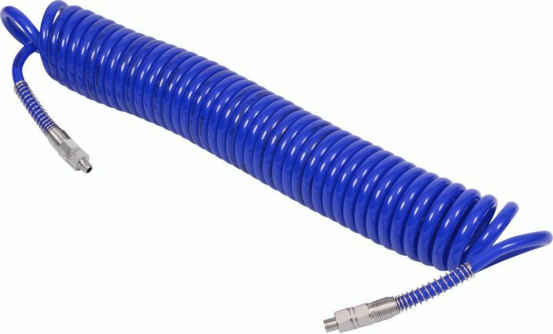 Шланг пневматический спиральный высокого давления 10х15 мм, 15 м, полиуретановый, резьба 1/4'' МАСТАК 680-10015ST