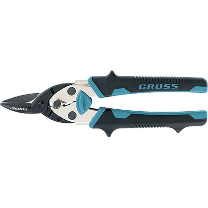 Ножницы по металлу "Piranha", 190 мм, прямой рез, сталь СrM, двухкомпонентные рукоятки Gross