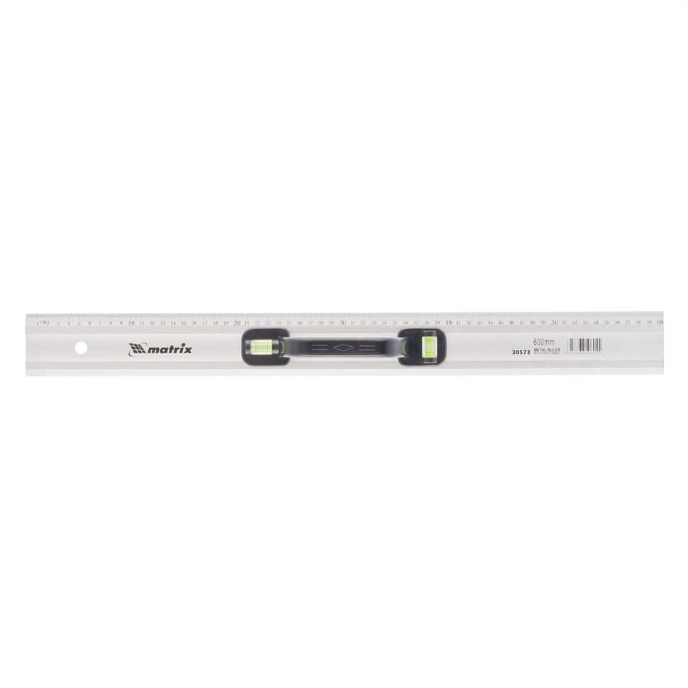 Линейка-уровень, 600 мм, металлическая, пластмассовая ручка 2 глазка Matrix