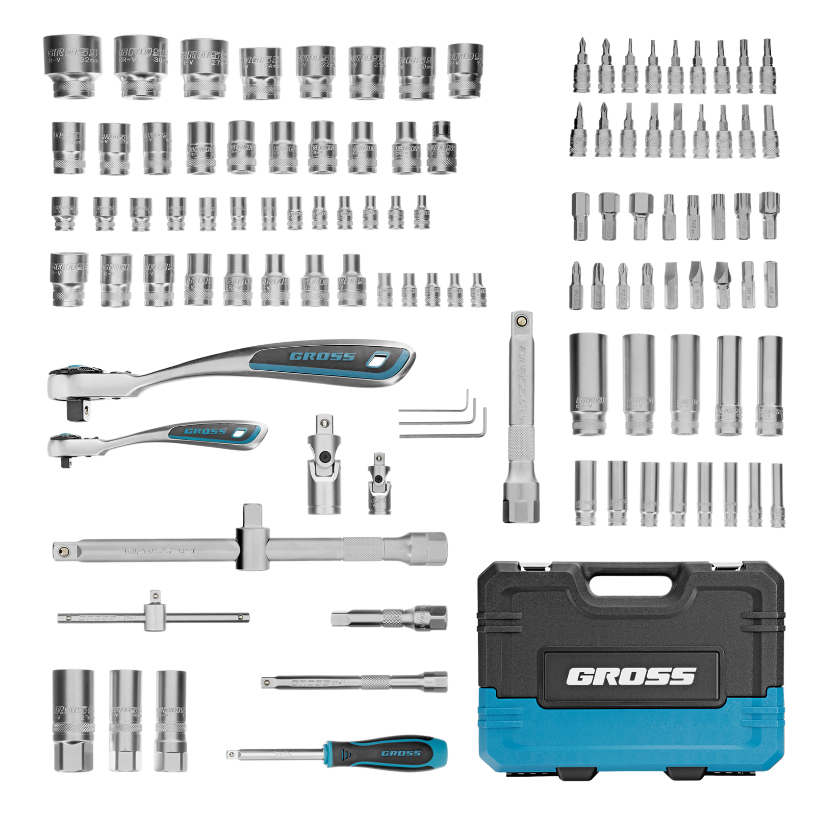 Набор инструментов, 1/4", 1/2", CrV, 120 зубьев, 109 предметов Gross