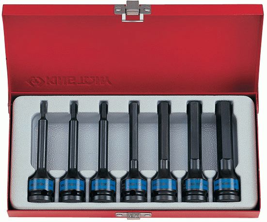 Набор ударных торцевых насадок 1/2", HEX, 4-14 мм, L = 100 мм, 7 предметов KING TONY 4457MP