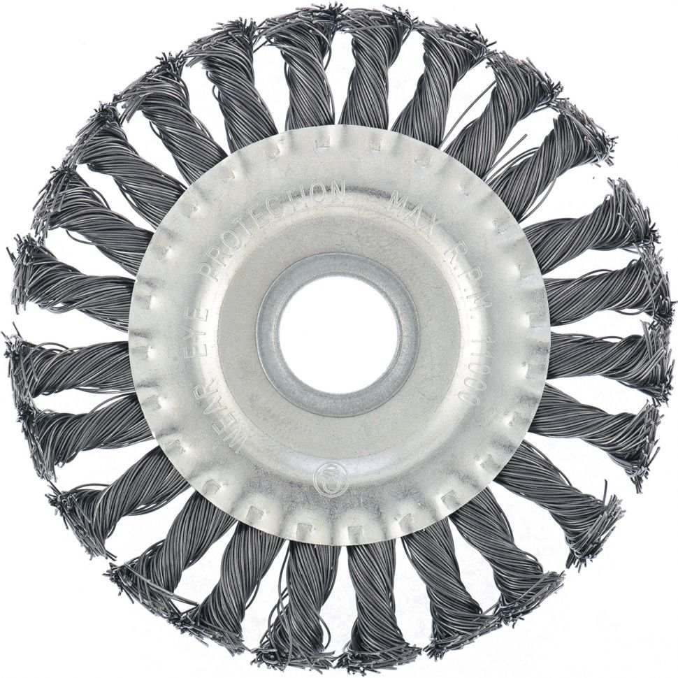 Щетка для УШМ 125 мм, посадка 22.2 мм, плоская, крученая проволока 0.5 мм Matrix