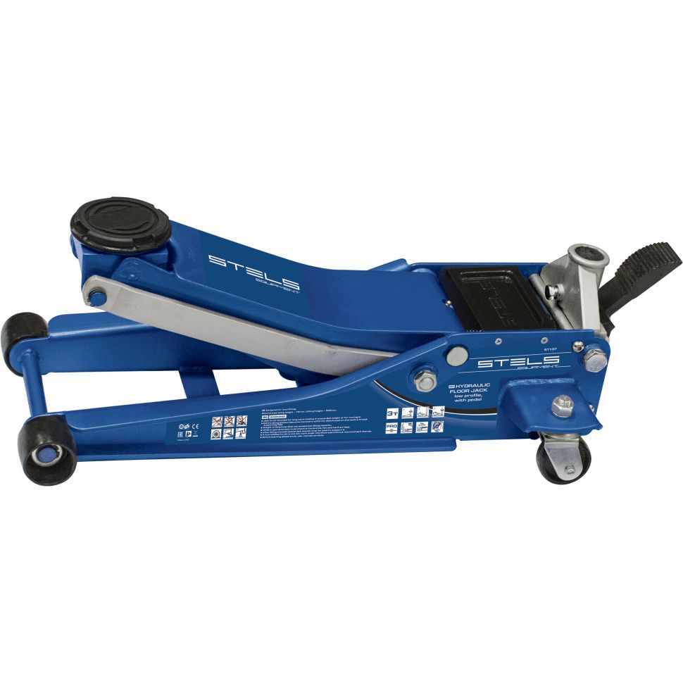 Домкрат гидравлический подкатной 3 т, быстрый подъем, Low profile quick lift, 75-505 мм, профессиональный STELS
