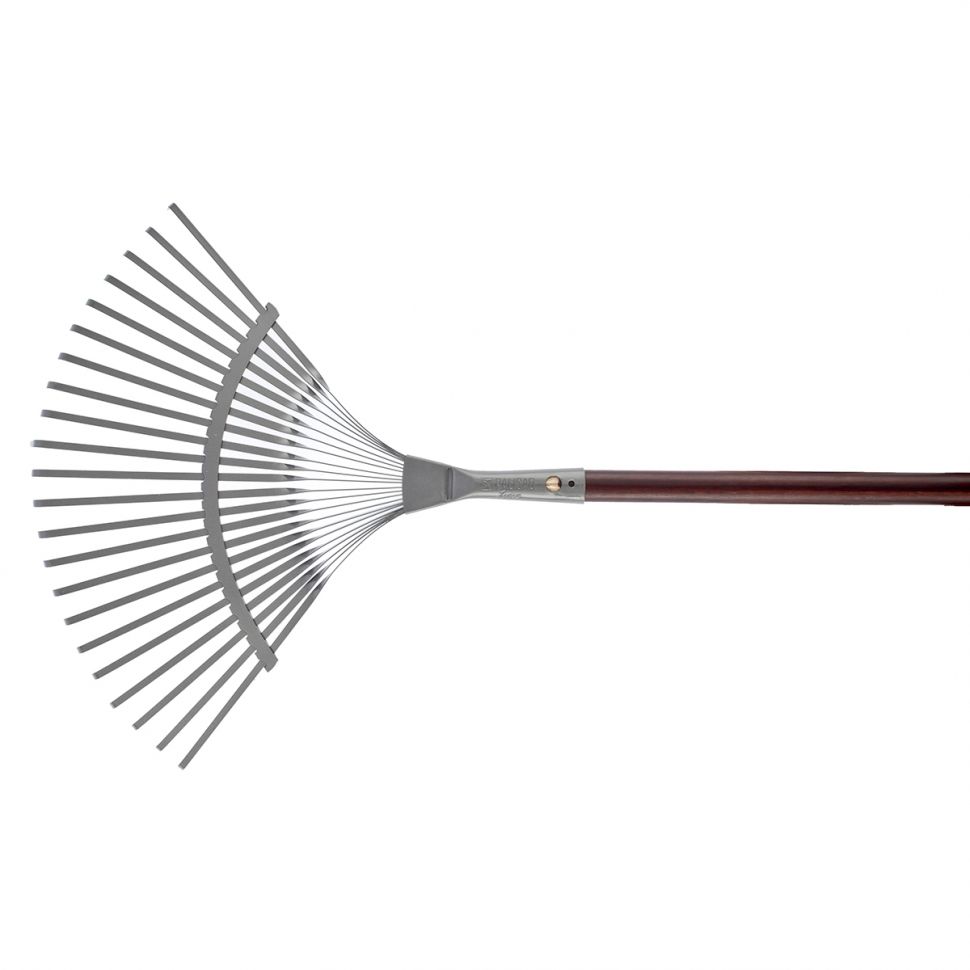 Грабли веерные стальные, 420 х 1550 мм, 22 плоских зуба, лакированный черенок, Luxe, Palisad