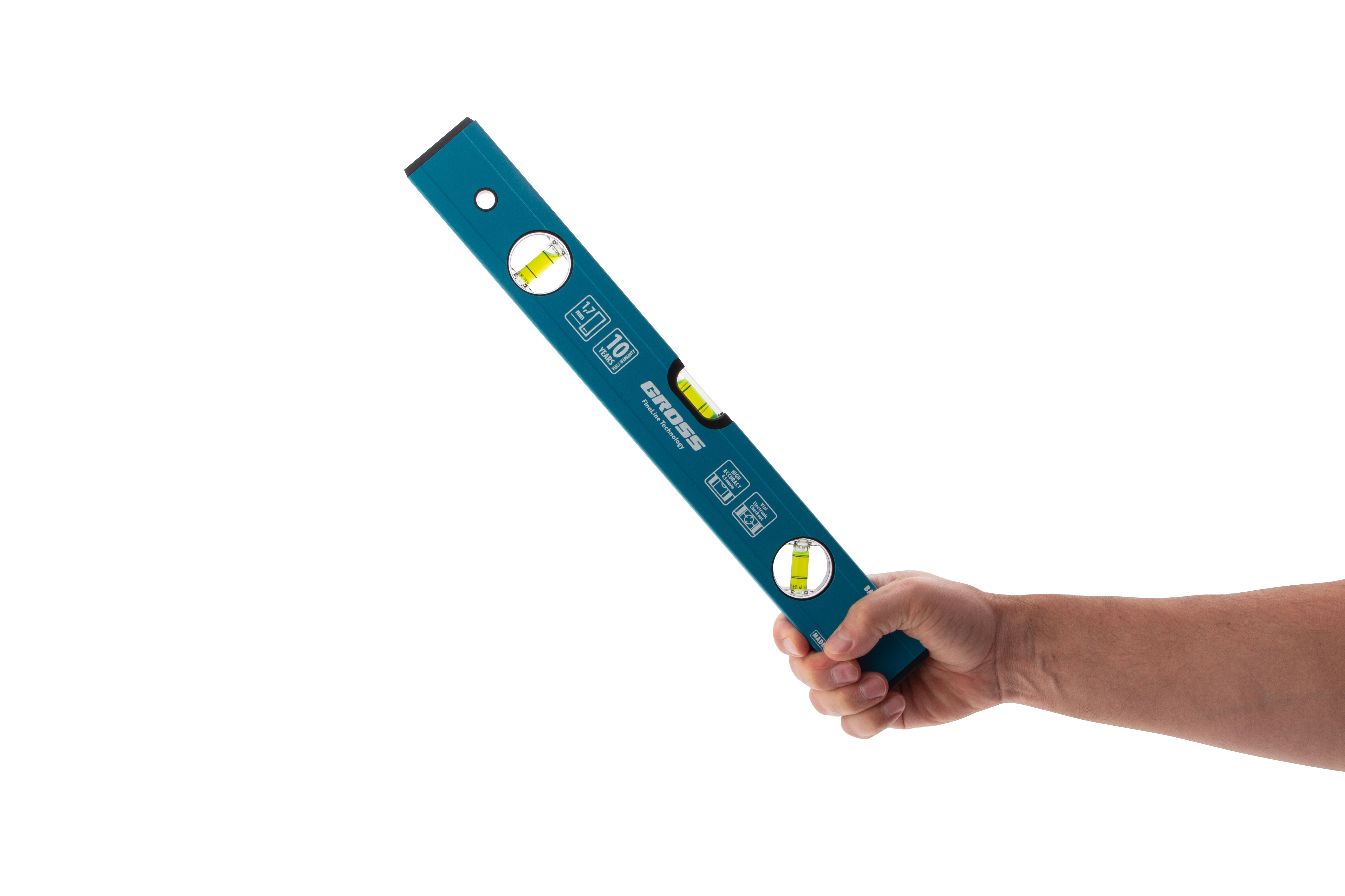 Уровень алюминиевый усиленный, 400 мм, 3 глазка Gross