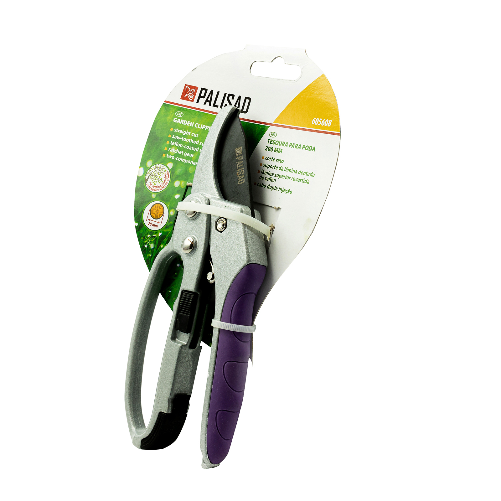 Секатор прямого реза, 200 мм, храповой механизм, металлические обрезиненные рукоятки, LUXE Palisad