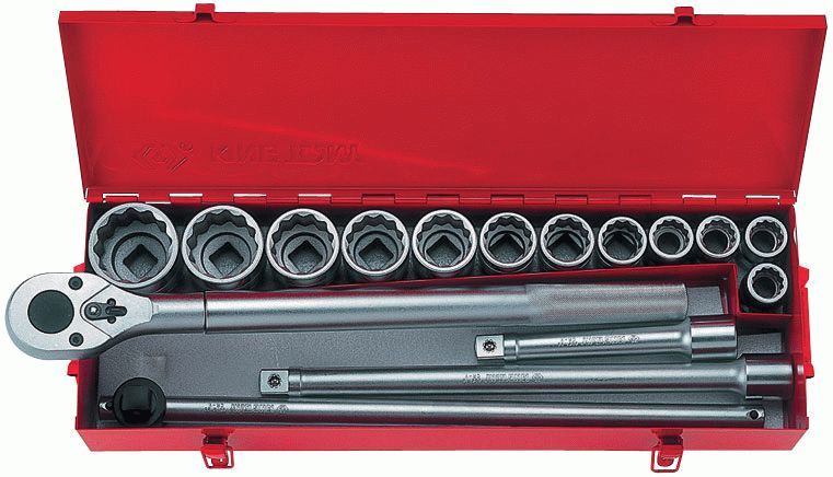 Набор торцевых головок с принадлежностями 3/4", шестигранные, 21-50 мм, 16 предметов KING TONY 6316MR