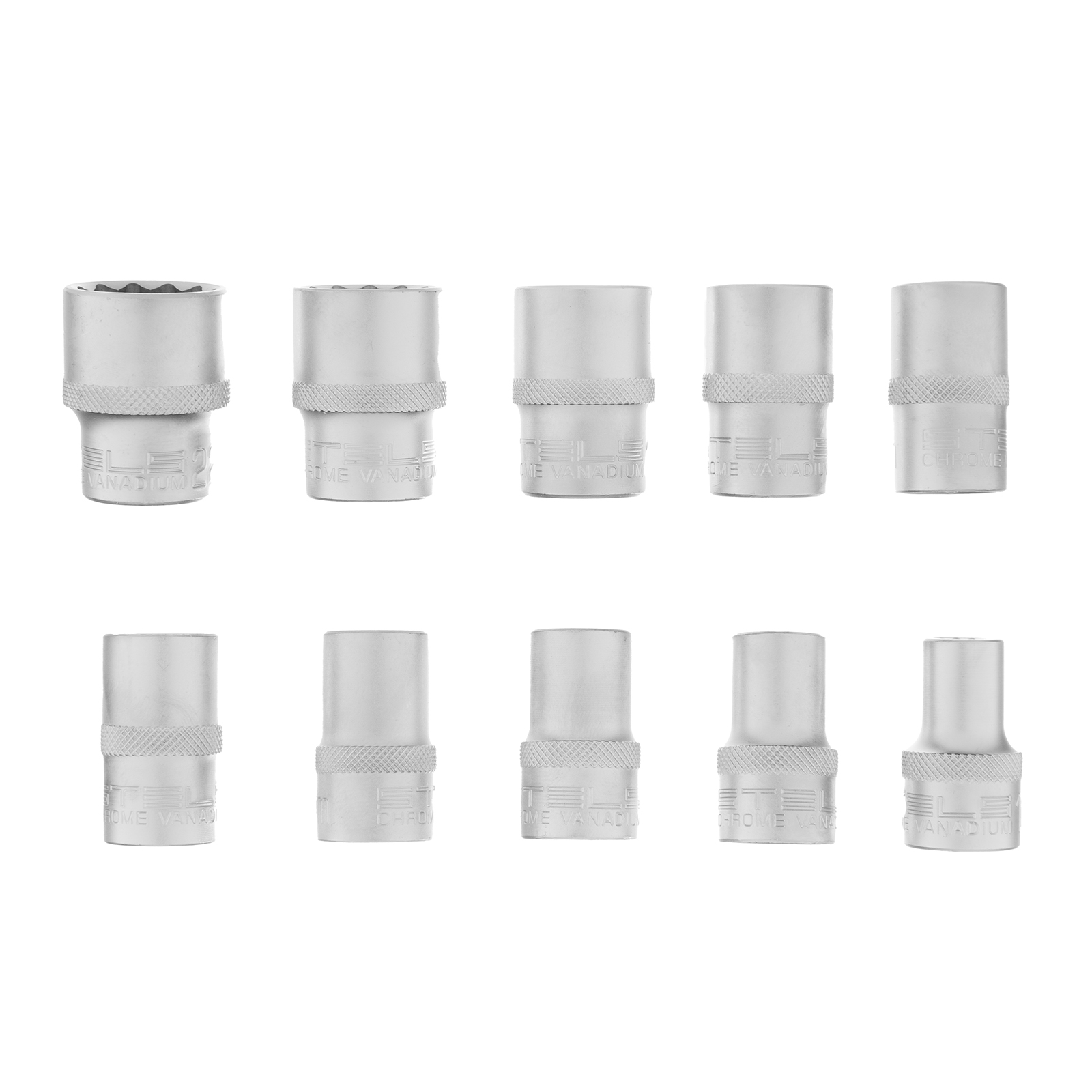 Набор торцевых головок, 1/2, двенадцатигранные, CrV, 10 шт, 10-22 мм Stels