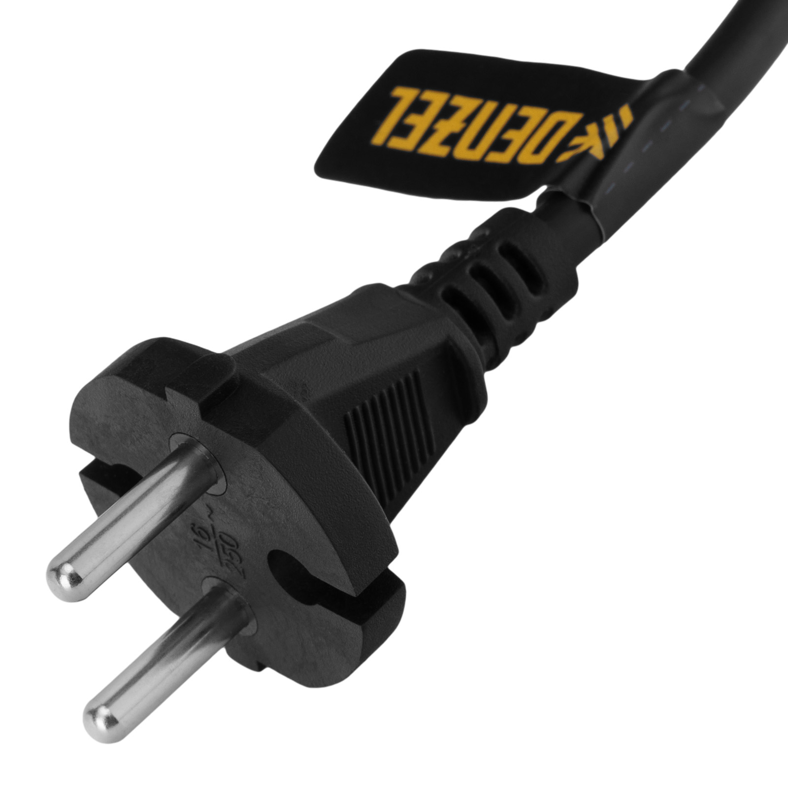 Шнур сетевой Energy Series, ПВС, 3 м, 2 x 1,5 мм, с неразборной вилкой, черный, Denzel