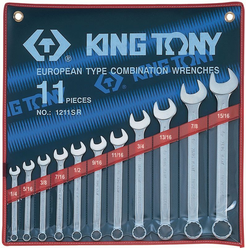 Набор комбинированных ключей, 1/4"-15/16", 11 предметов KING TONY 1211SR
