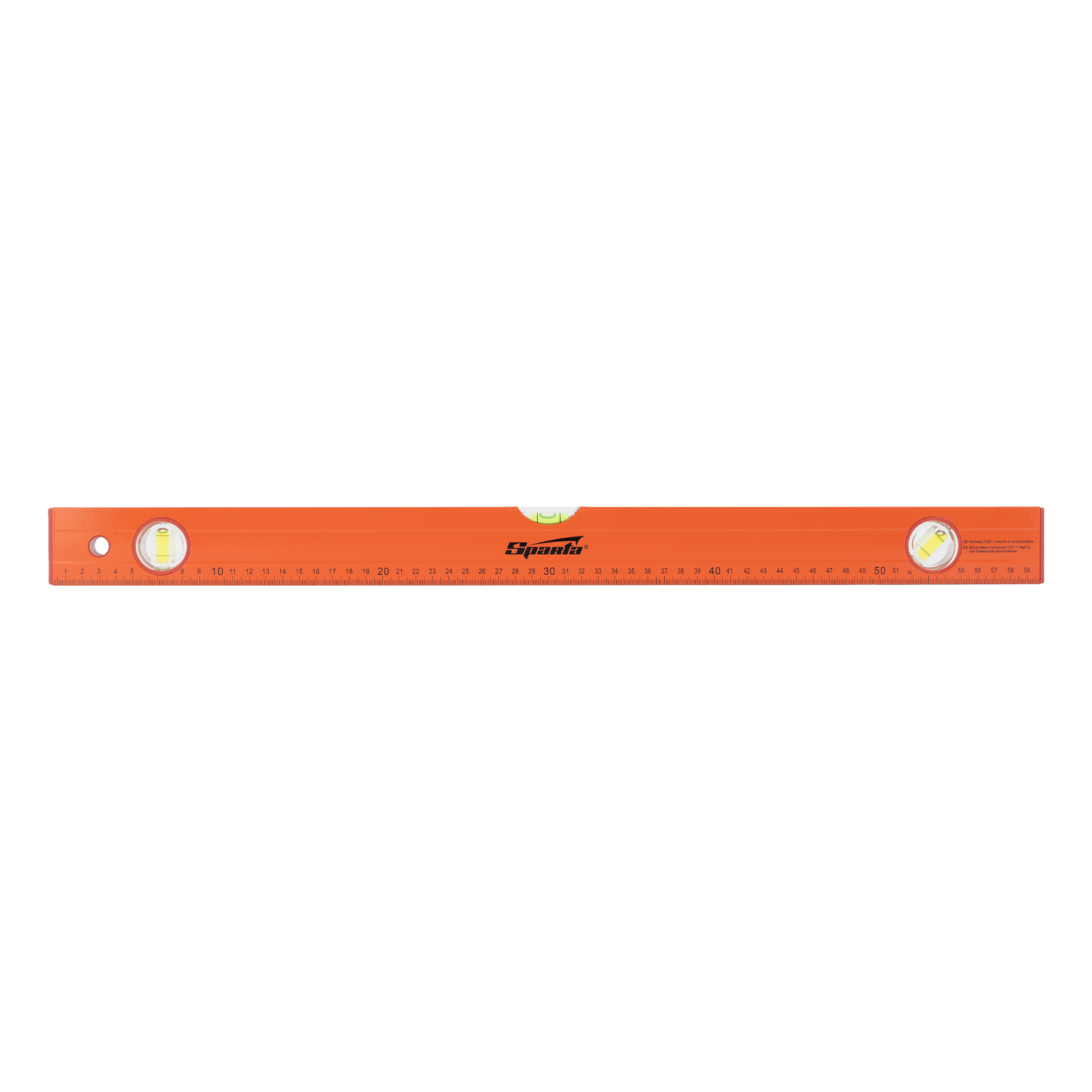 Уровень алюминиевый, 600 мм, 3 глазка, желтый, линейка Sparta