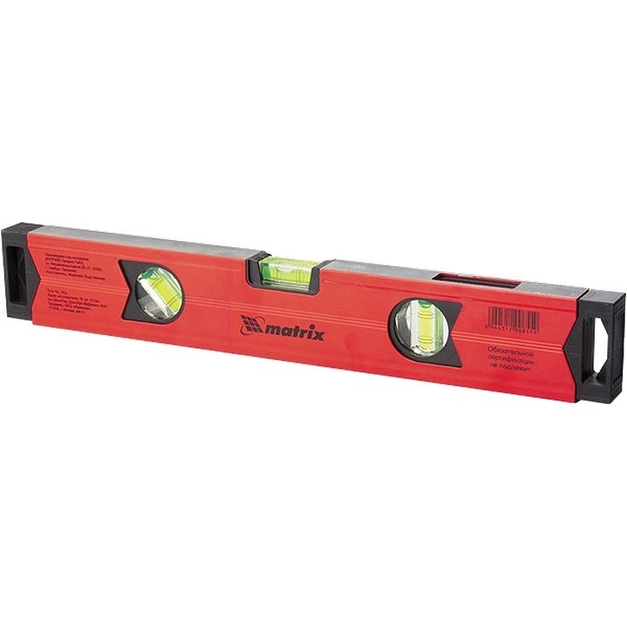 Уровень алюминиевый магнитный, 800 мм, фрезерованный, 3 глазка (1 зеркальный) усиленный Matrix