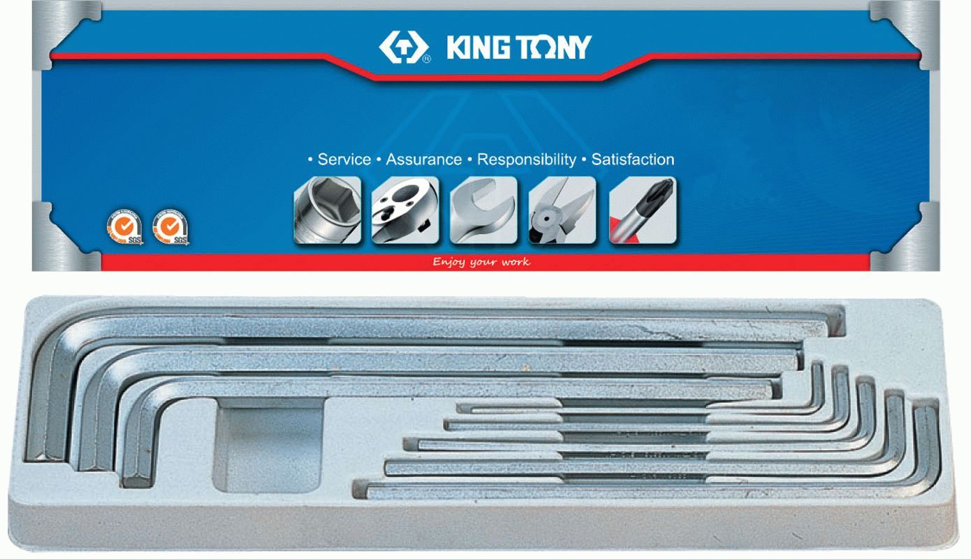 Набор Г-образных шестигранников 3-14 мм, длинные, 8 предметов KING TONY 20208MR01