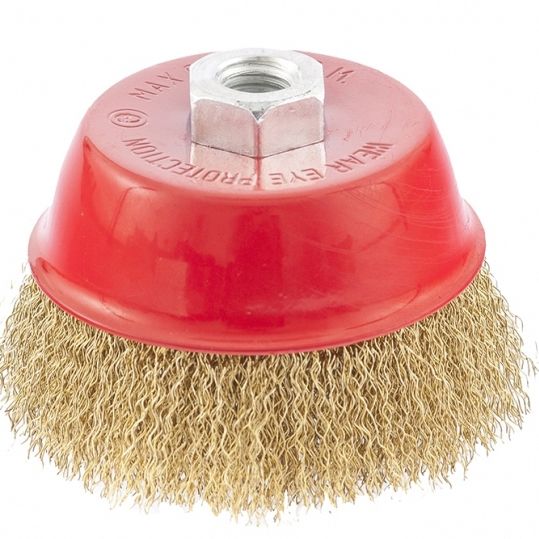 Щетка для УШМ, 75 мм, М14, "чашка", латунированная витая проволока Matrix