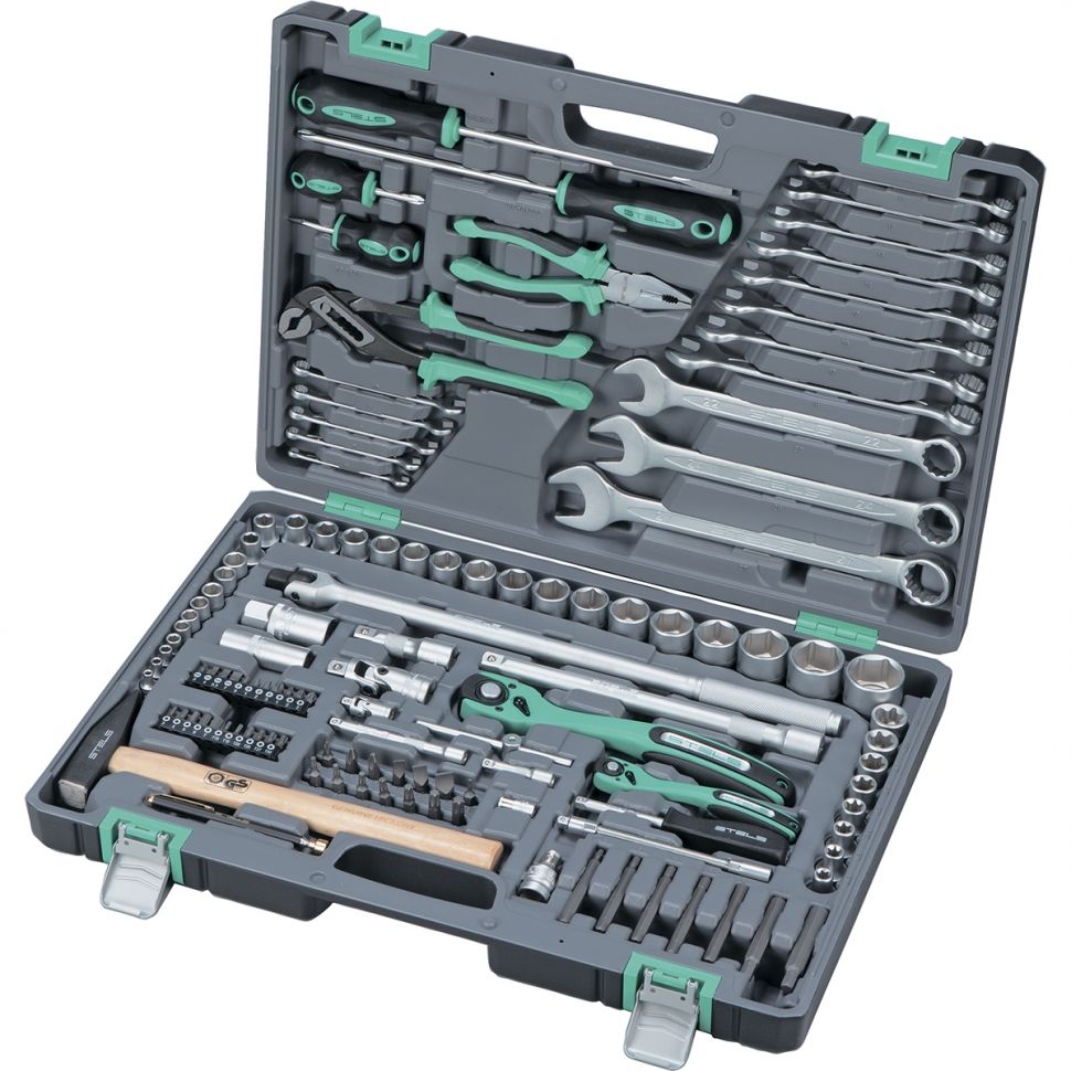 Набор инструментов, 1/4", 1/2", Cr-V, S2, усиленный кейс, 119 предметов Stels