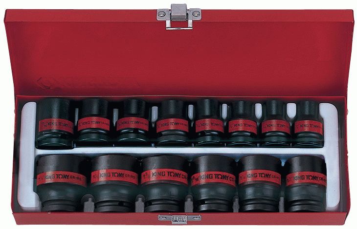 Набор ударных торцевых головок 1/2", шестигранные, 3/8"-1&1/4", 14 предметов KING TONY 4414SP