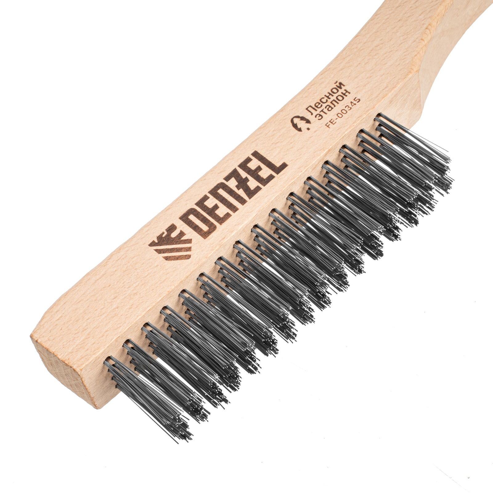 Щетка зачистная 4-х рядная, прямая проволока из нержавеющей стали с деревянной ручкой, EFP// Denzel