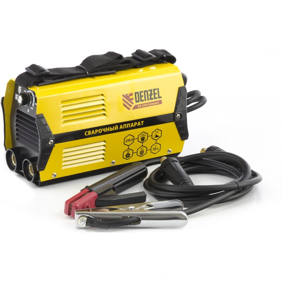 Аппарат инверторный дуговой сварки DS-230 Compact, 230 А, ПВ 70%, диаметр электрода 1.6-5 мм Denzel