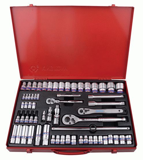 Набор торцевых головок с принадлежностями 1/4"&3/8"&1/2", шестигранные, 4-32 мм, 62 предмета KING TONY 9562MR