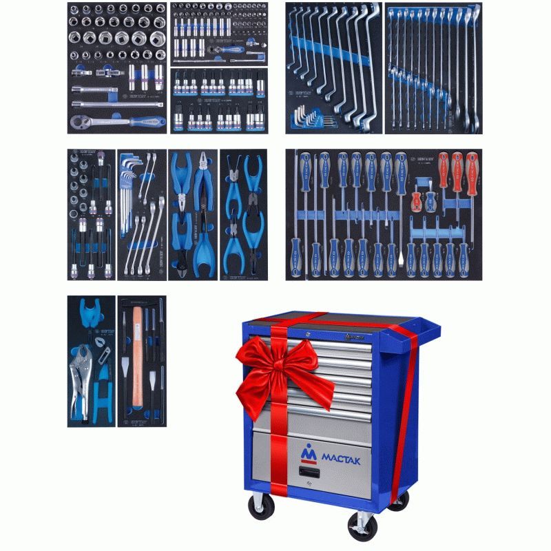 Набор инструментов в синей тележке, 235 предметов KING TONY 934-235MMB