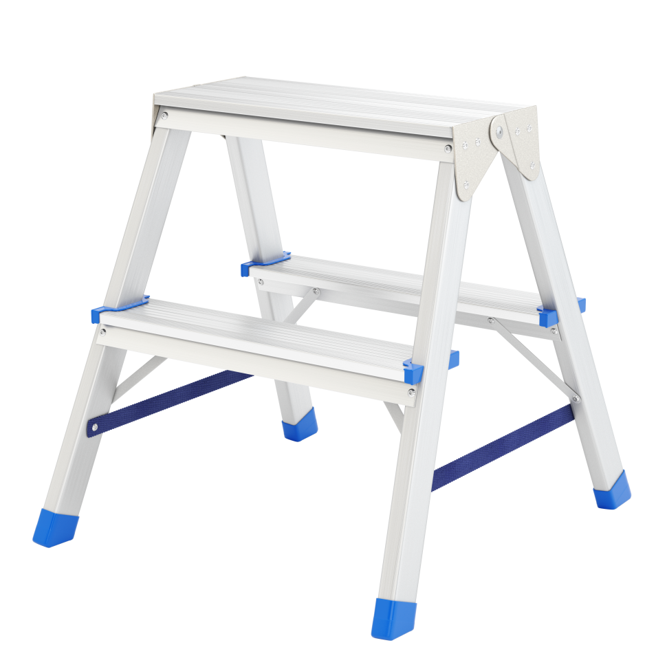 Стремянка двусторонняя 2 ступени, алюминиевая, Россия, Сибртех