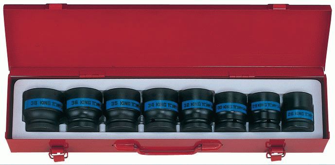 Набор ударных торцевых головок 3/4", шестигранные, 26-38 мм, 8 предметов KING TONY 6409MP10