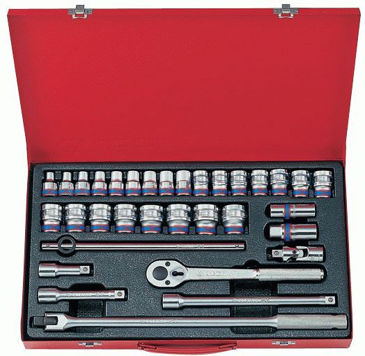 Набор торцевых головок с принадлежностями 1/2", двенадцатигранные, 8-32 мм, 33 предмета KING TONY 4034MR