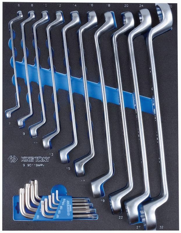 Набор накидных ключей и Torx L-образных, ложемент, 19 предметов KING TONY 9-90119MRV